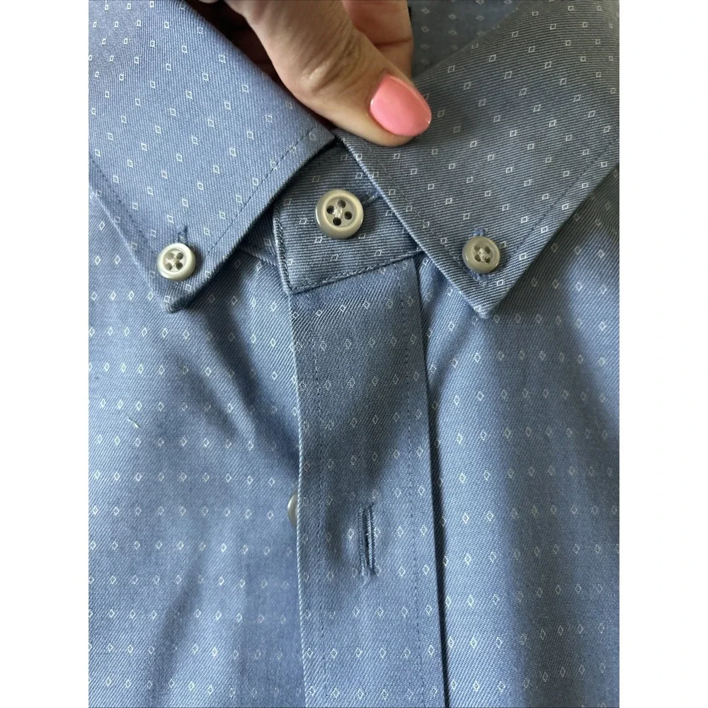 Banana Republic Camden Fit No-Iron Slim Fit Tailored Blue Dot Shirt Men's S NWT
